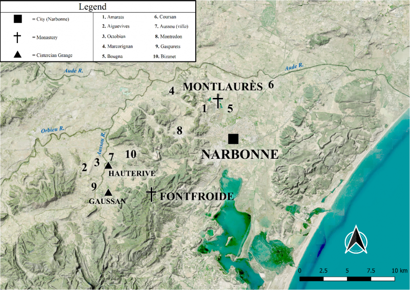 Figure 1. Map of the region of Narbonne