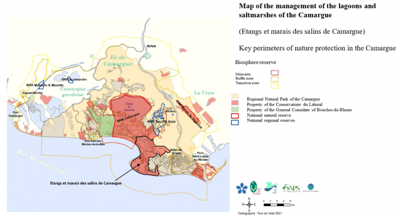 Map of the Camargue delta (Parc naturel régional de Camargue et al.,2022)
