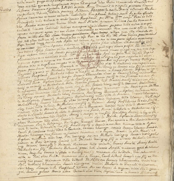 Figure 5. Copie de la bulle du pape Léon X qui reprend les noms des quelque deux cents plaignants