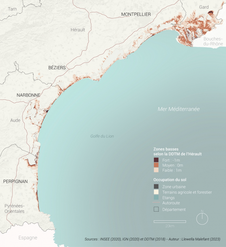 Figure 2. Les zones basses de la côte du golfe du Lion